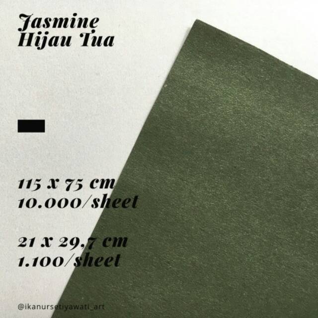 (1 lembar)  kertas jasmine A4 warna hijau tua 210 gram untuk paper flowers murah
