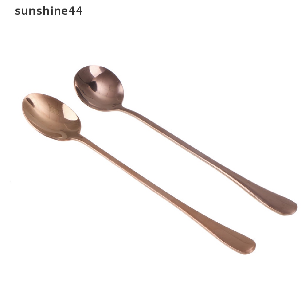 Sunshine 1pc Sendok Teh / Kopi Gagang Panjang Bahan stainless steel