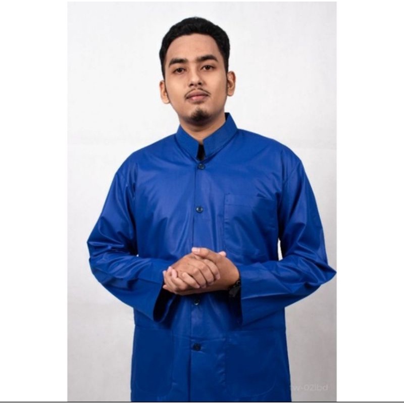 BAJU KOKO HAIBAH  DALWA  Lengan Panjang | Koko Dalwa Original | Ready XXL & XXXL-Biru Electrik