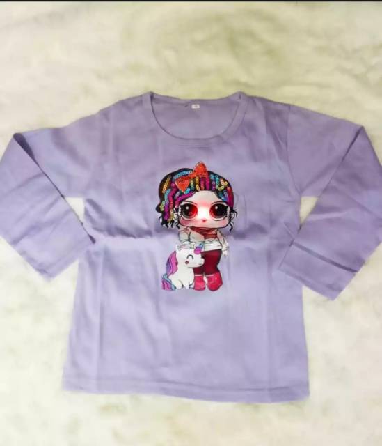 &quot;aurabagss&quot; - Baju Anak Perempuan Kaos Lengan Panjang LOL LED Anak Kekinian Murah
