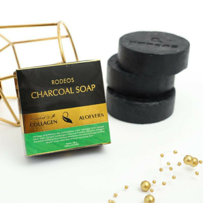 Rodeos Charcoal Soap 80gr Aloevera Kolagen Perawatan Wajah Pria Wanita