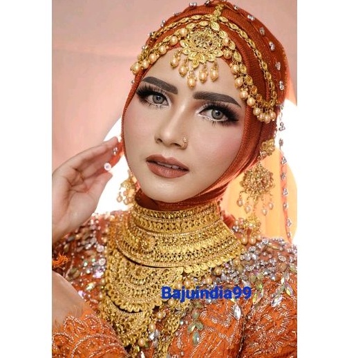 Promo BIG SIZE bridal kalung perhiasan india set jodha set wedding pengantin nikah