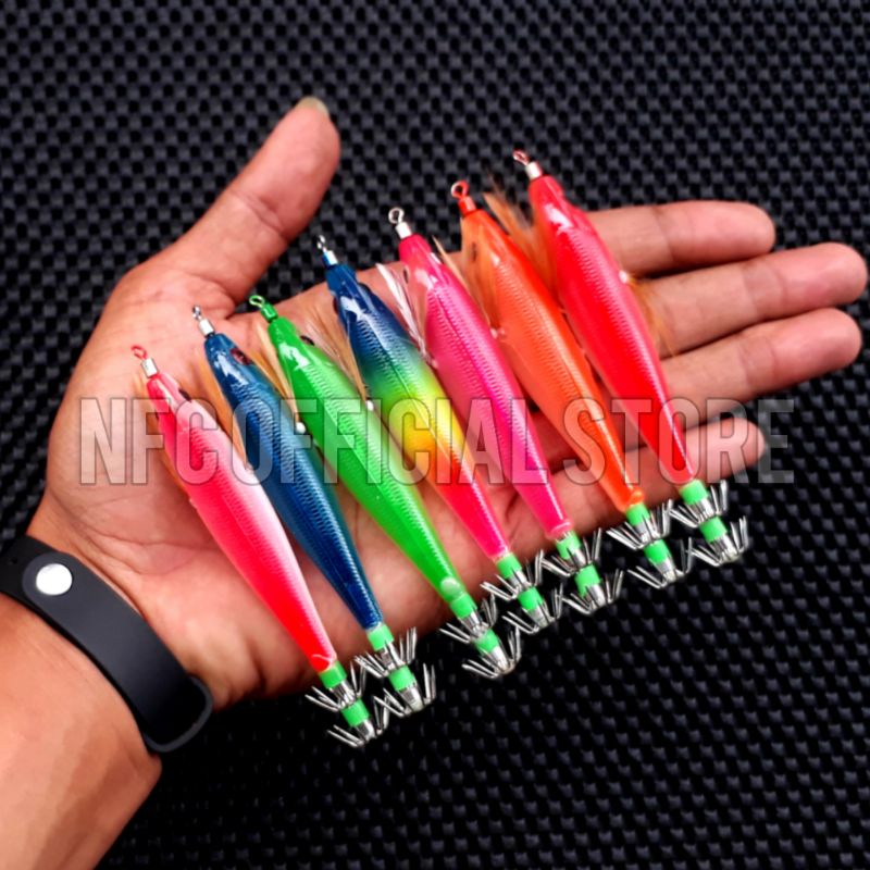 Umpan cumi Squid jig 10 cm 9 gram GID Luminous bercahaya dalam gelap SUPER KILLER