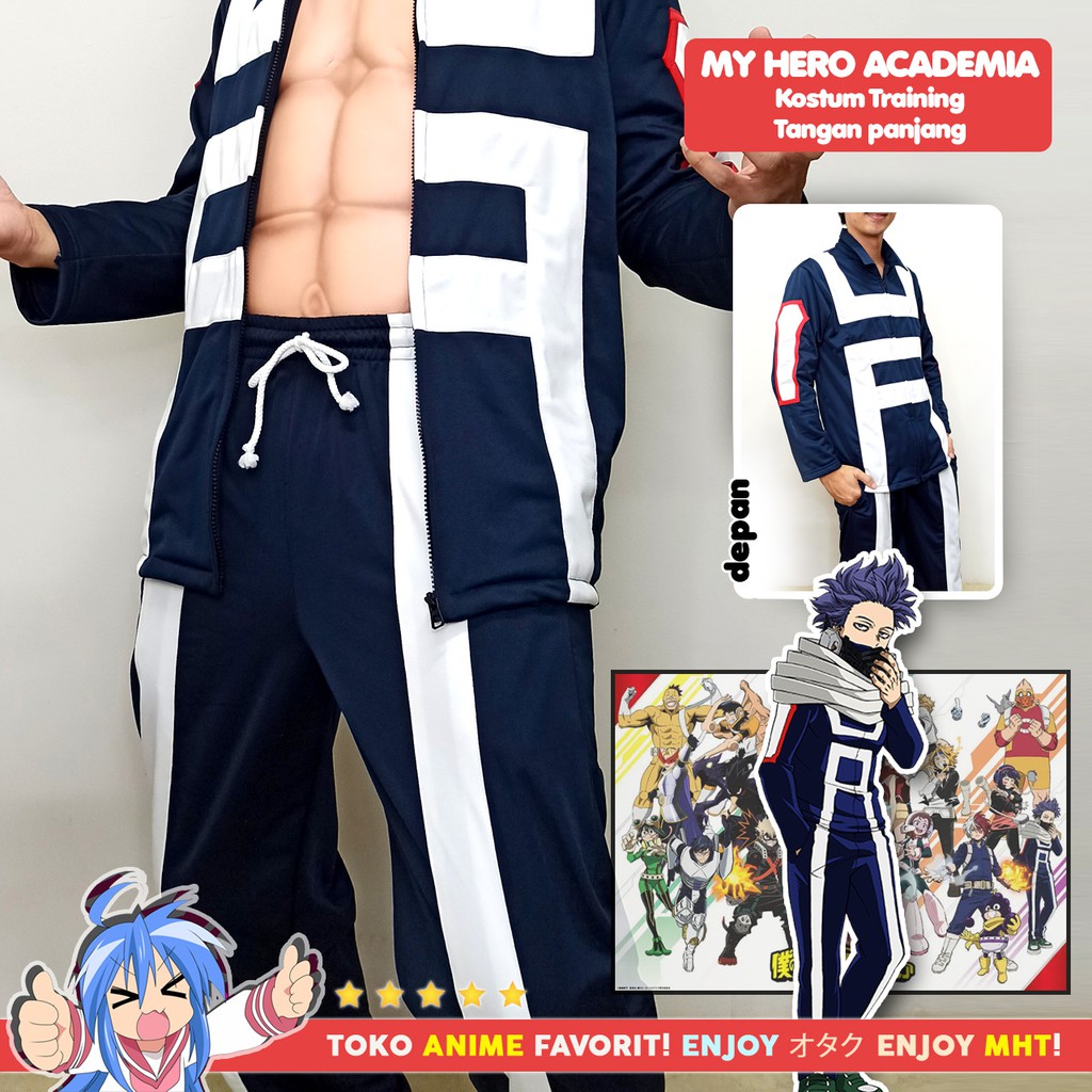 Jersey Kostum Anime Sport Training Boku no Hero Academia U A Yuei Academy Lengan Panjang Cosplay