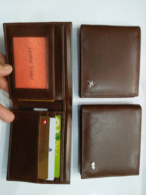 Dompet cowok pendek lipat motif kayu