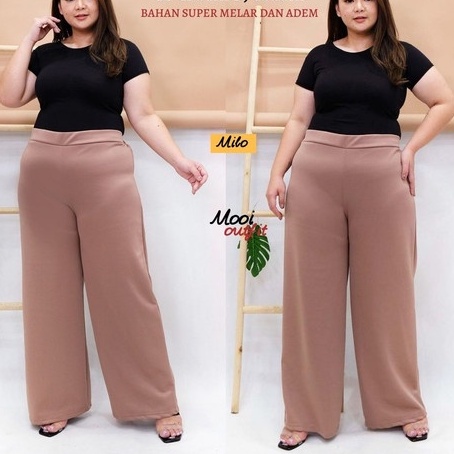 COD✅ REMAJA/BIG SIZE L - 5XL fit 45 - 100kg Ready | KULOT BOHO POLOS ~ Scuba &amp; Crepe Waffle TEBAL &amp; ELASTIS celana panjang wanita/bawahan muslimah/kasual/super jumbo/XXXXL/paha &amp; pinggang longgar/original