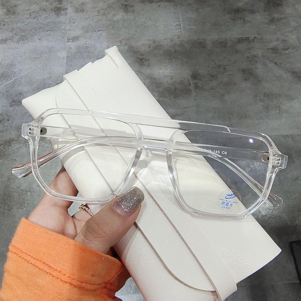 Agustinina Anti-blue Light Glasses Vintage Vision Care Perlindungan Anti Radiasi Square Double Bridges Women Glasses