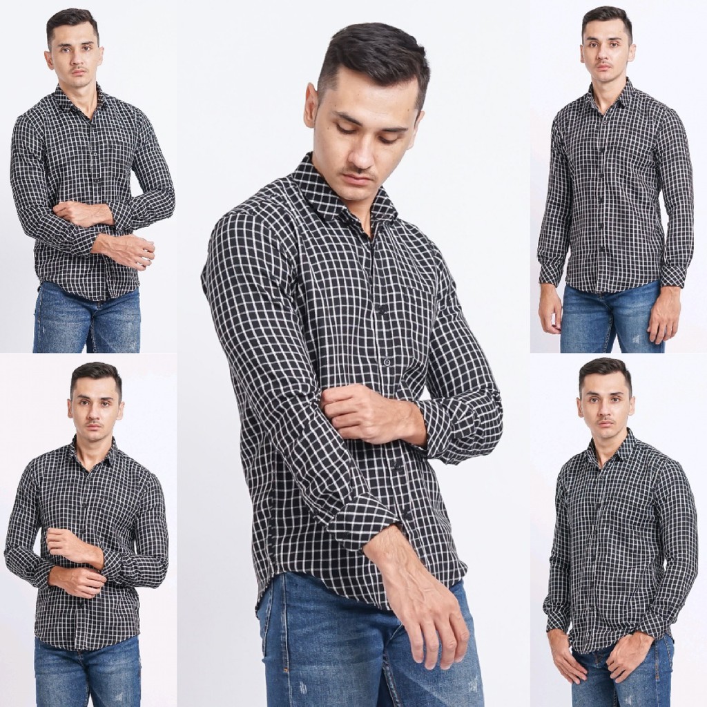 Kemeja Flanel Pria Lengan Panjang Kemeja Motif Kotak Kotak Premium Kemeja Cowok 5