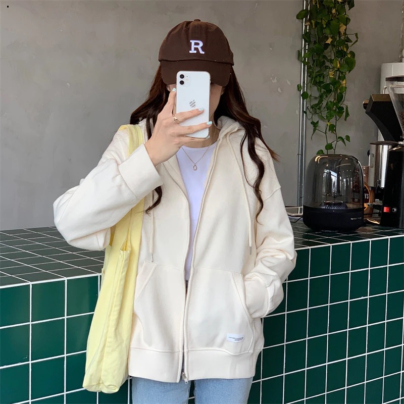 🅳🅵 Jaket Sonya Terlaris | Hoodie Zipper Terbaru Wanita & Pria  2022 | jaket Zipper | Dhea Fashion-Cream Muda