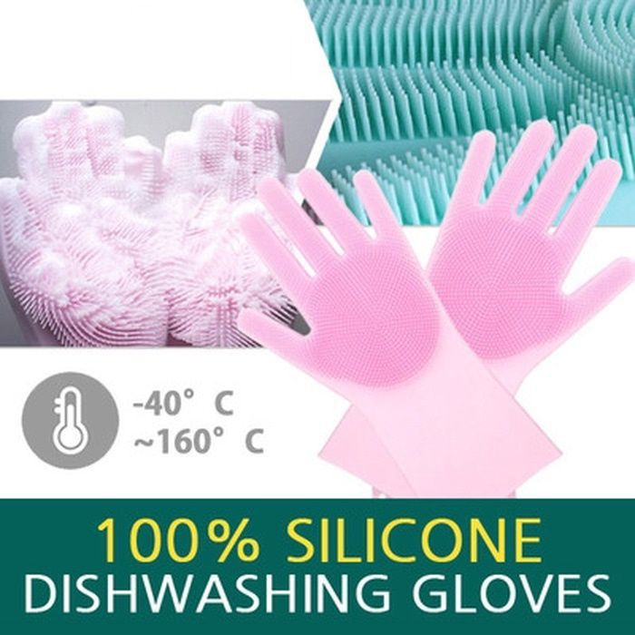 LM-0098 Sarung Tangan Cuci Piring Silikon Serbaguna Tebal Tahan Panas - Silicone Cleaning Gloves