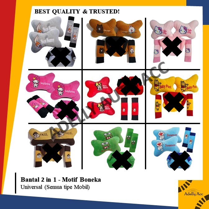 Bantal Mobil 2 in 1 Motif Boneka Karakter