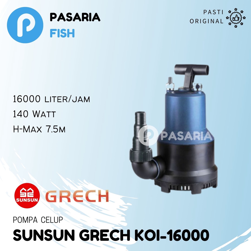 SUNSUN GRECH KOI16000/KOI 16000 Liter/Jam Pompa Celup Kolam Rendah Daya/Hemat Daya