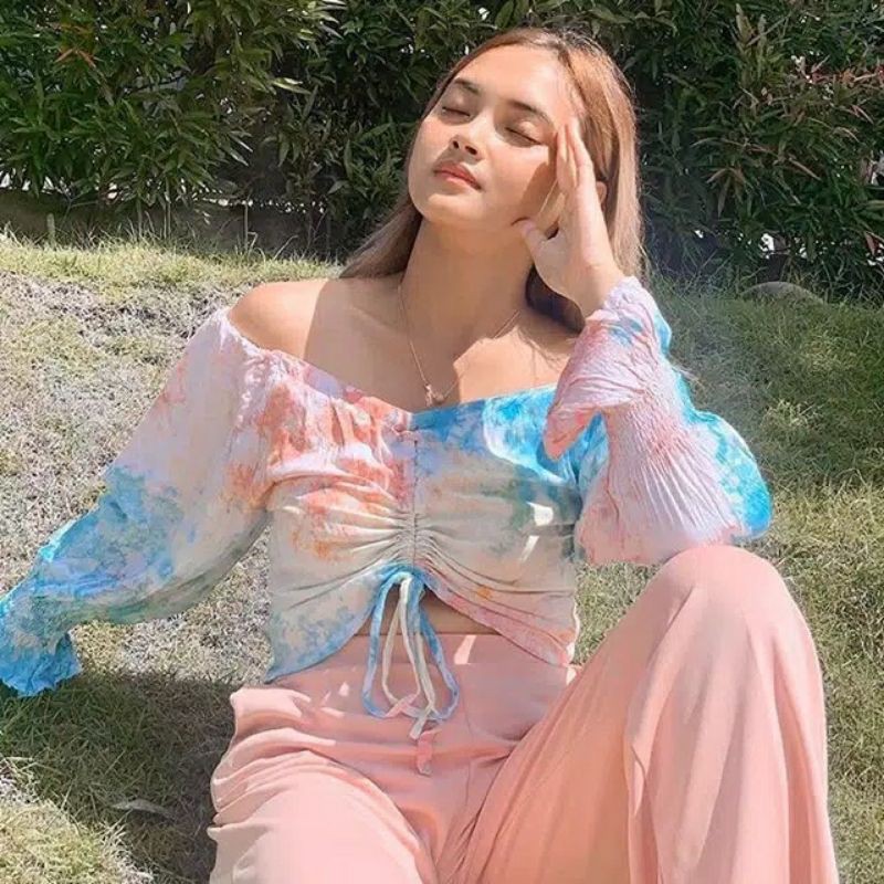 Top sabrina Tie dye viral / blouse tie dye / baju wanita / best seller