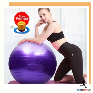 Timetosport.id Gymball Bola Yoga Pilates Fitness / Bola Karet Yoga Ibu Hamil / PVC Fitness Balls 65 75 CM FREE POMPA 3008