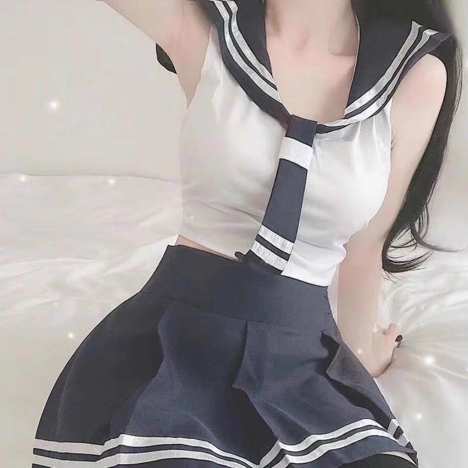 Sexy Cosplay Schoolgirl Lingerie Set Mini Sailor Suit Seragam Hot 3A171