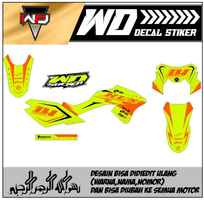 

Decal sticker klx bf motif hijau stabilo
