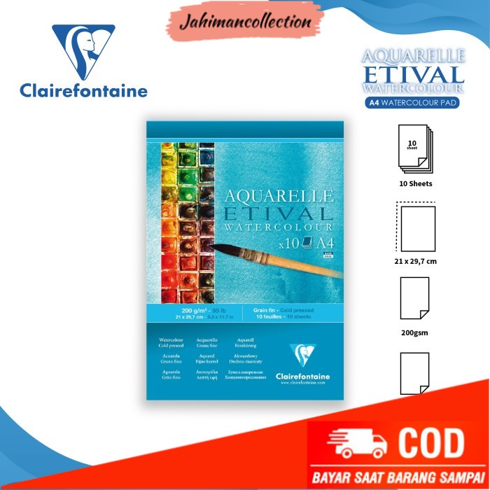 

✨ BISA COD ✨ Kertas Cat Air Clairefontaine Etival A4 Cold Pressed Watercolor Pad - 200 gsm