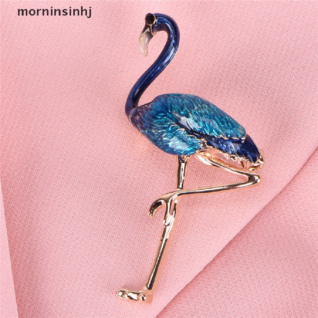 Mornin Bros Pin Enamel Bentuk Flamingo Untuk Aksesoris Fashion Wanita