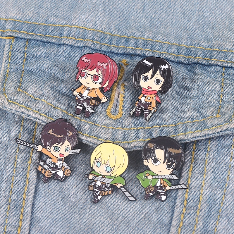 Bros Pin Enamel Desain Karakter Kartun Anime ATTACK ON TITAN Untuk Hadiah Teman