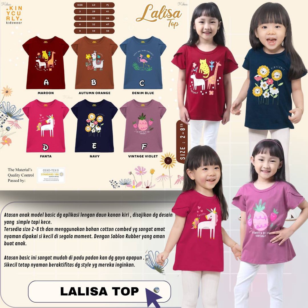 Kaos anak Lalisa top By Kinycurly