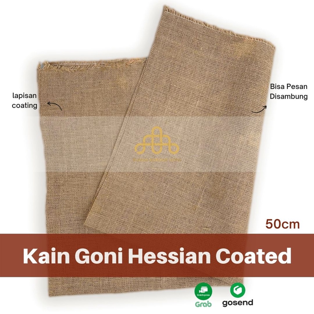 Kain Goni Coating Hessian 50cm x 115cm Kain Goni Coated Meteran Kain Karung Goni Water Resistant