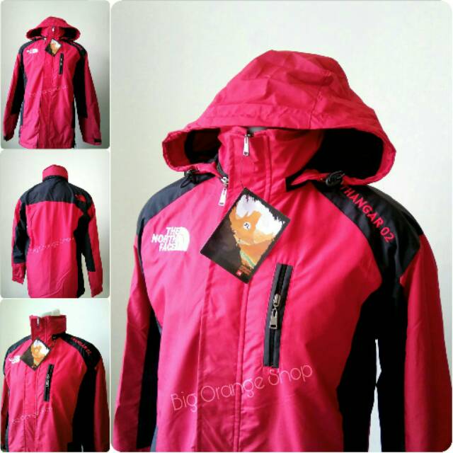 Jaket Jumbo murah The North Face Jaket Gunung TNF waterproof Windbreaker tipe Thangar 02 merah-hitam