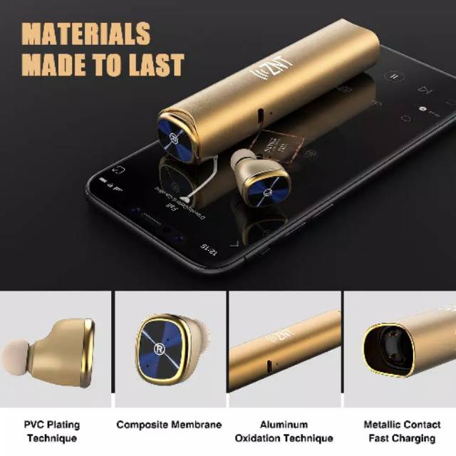 ZNT D08-G TWS Headset Wireless Bluetooth Anti Air IPX5 Gold