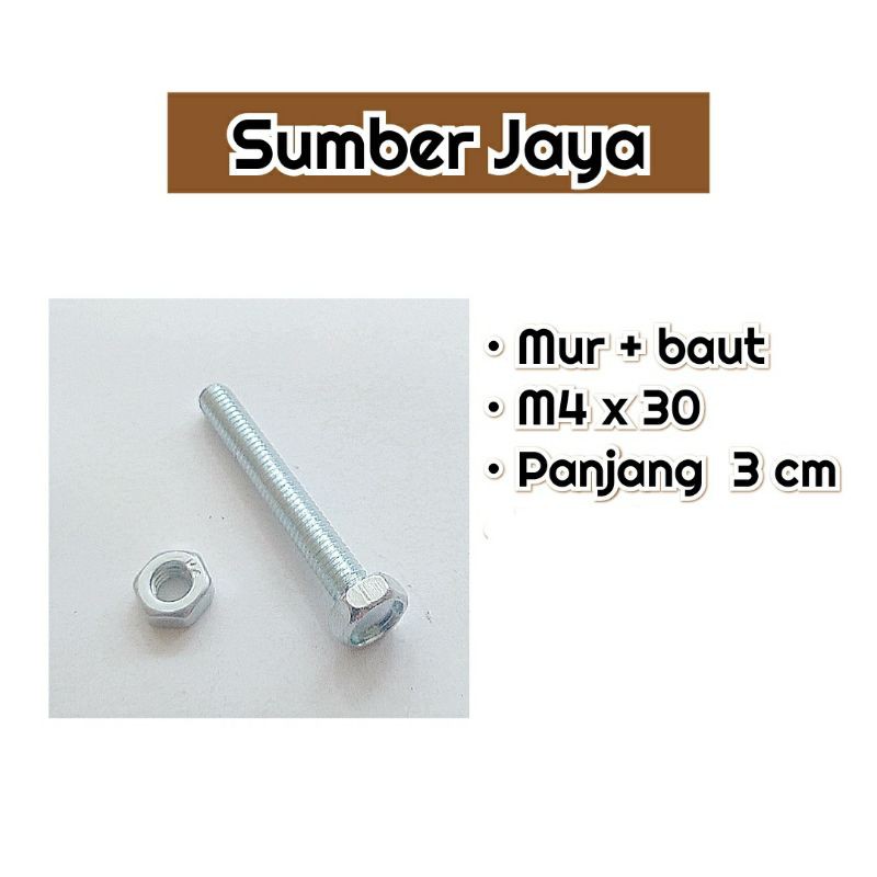 Mur Baut M4 x 30 Panjang 3 cm