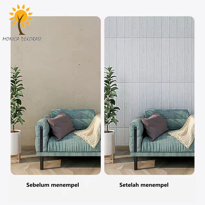 1 Wallpaper Dinding 3D Motif Kayu Wood Foam 70*70cm Dekorasi Kamar High Quality Walpaper-2