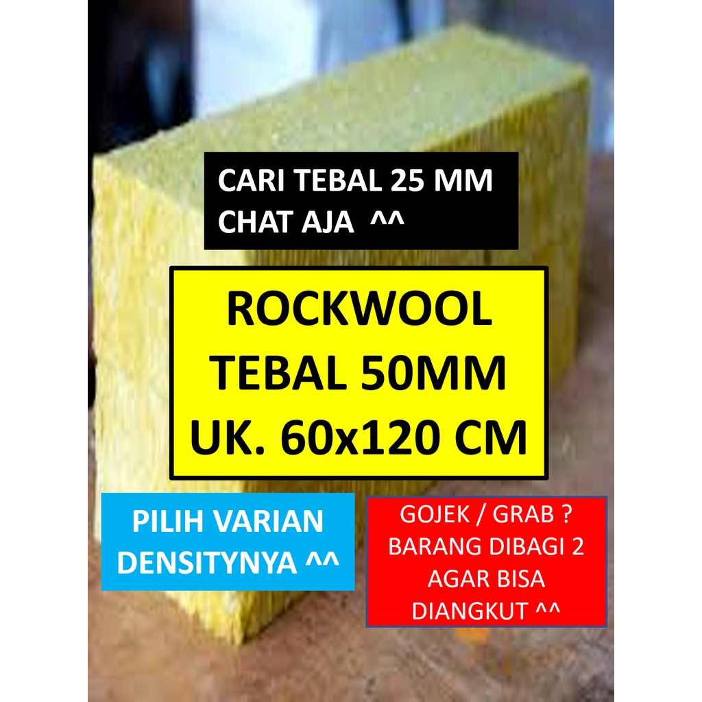 Rockwool Tebal 50mm - Ukuran 60x12O cm - Langsung dibagi 2 60x60cm
