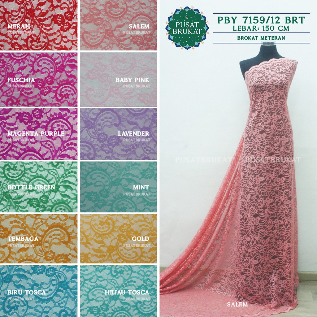 KAIN BROKAT / BAHAN KEBAYA BRUKAT BRIGHT - RHEA PBY 7159/12 BRT LEBAR 150CM-  [harga per 0.5m]