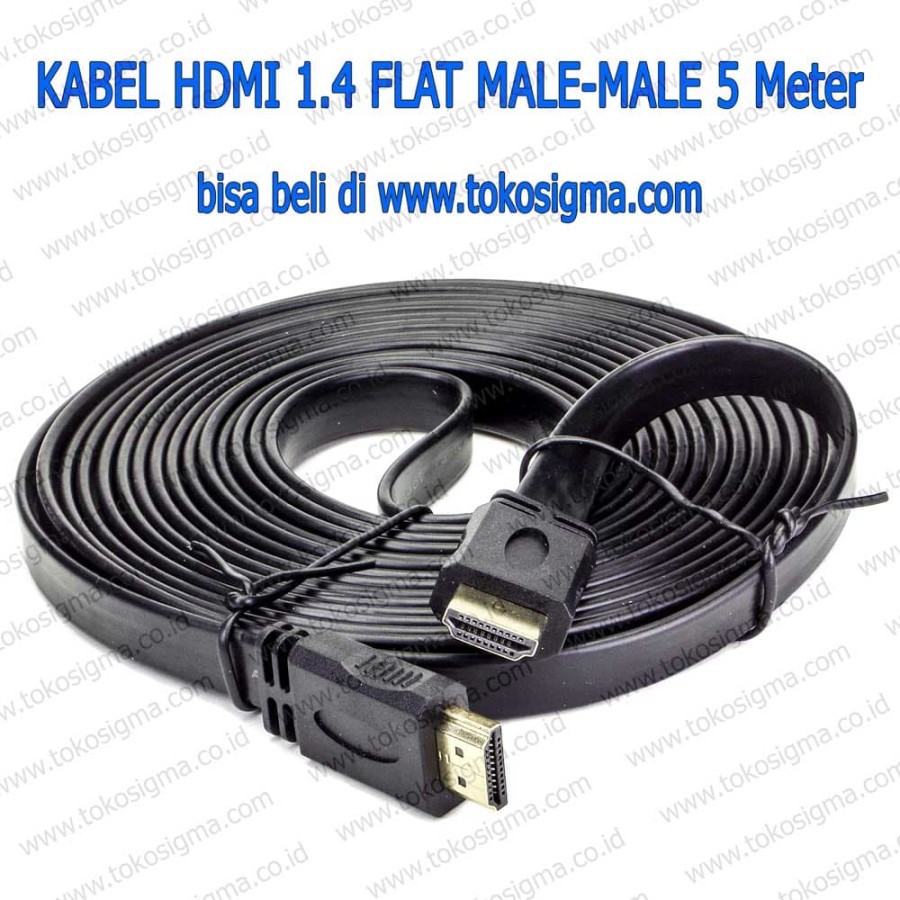 KABEL FLAT HDMI VER 1.4 Male - Male 5 meter Gold Plate GEPENG PIPIH