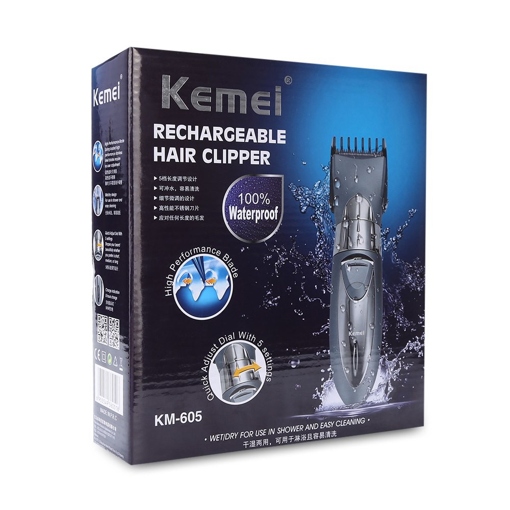 Kemei KM-605 Alat Cukur Rambut Elektrik Waterproof Hair Clipper