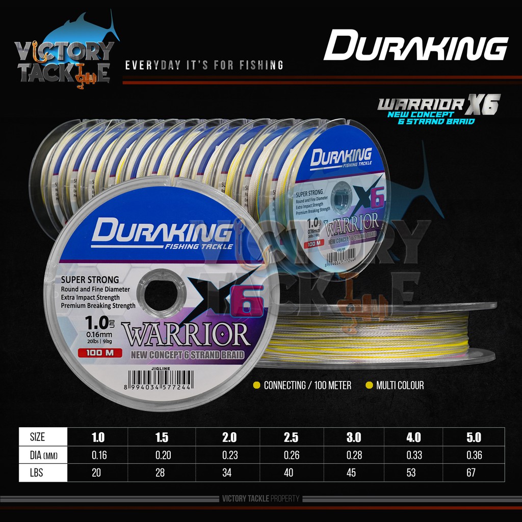 Senar Pancing BENANG PE DURAKING WARRIOR X6 MULTICOLOUR CONNECTING 100 METERS