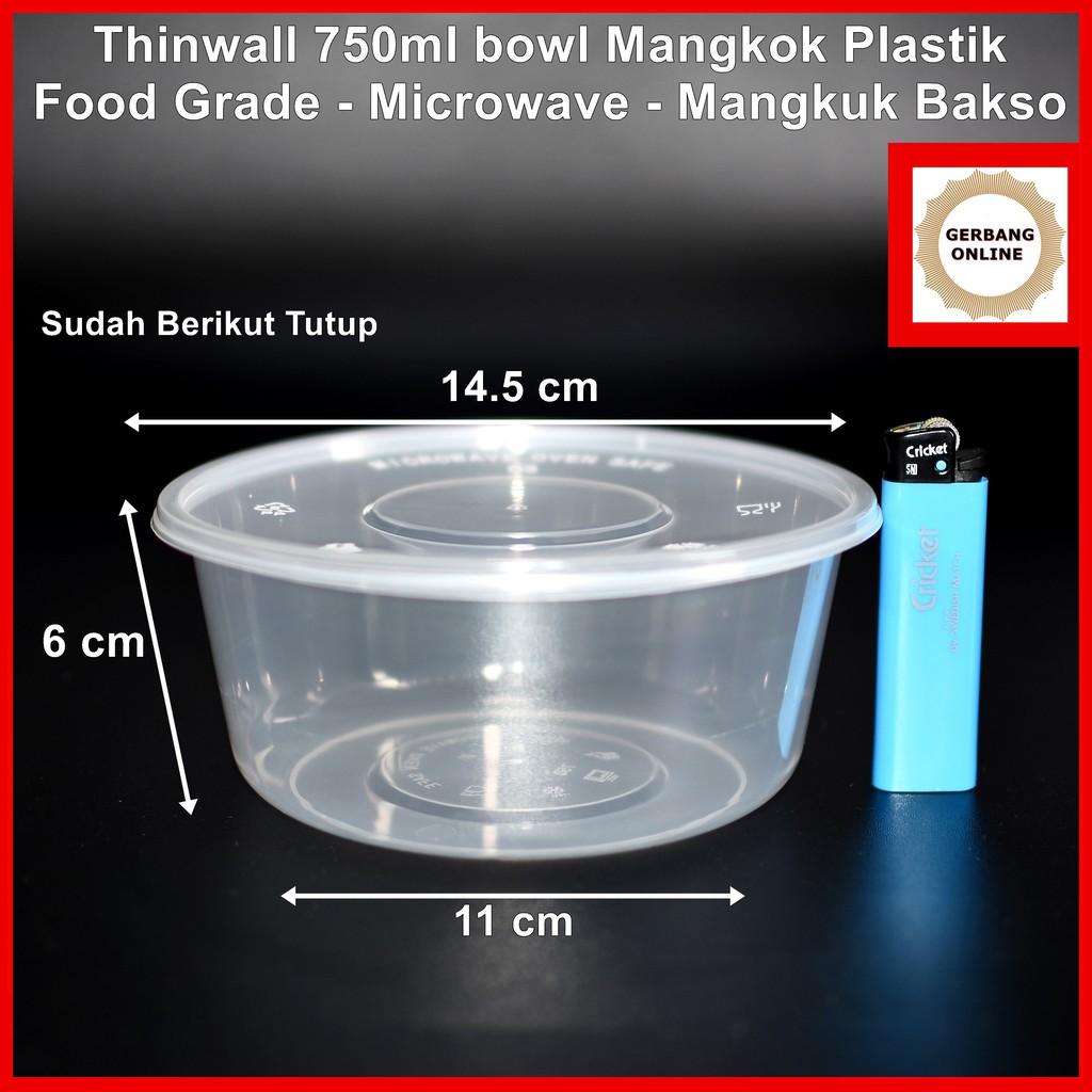 Thinwall 750 ml Bowl Mangkok 750 ml Mangkuk Bakso 750ml Food Container Kotak Nasi Microwave Murah
