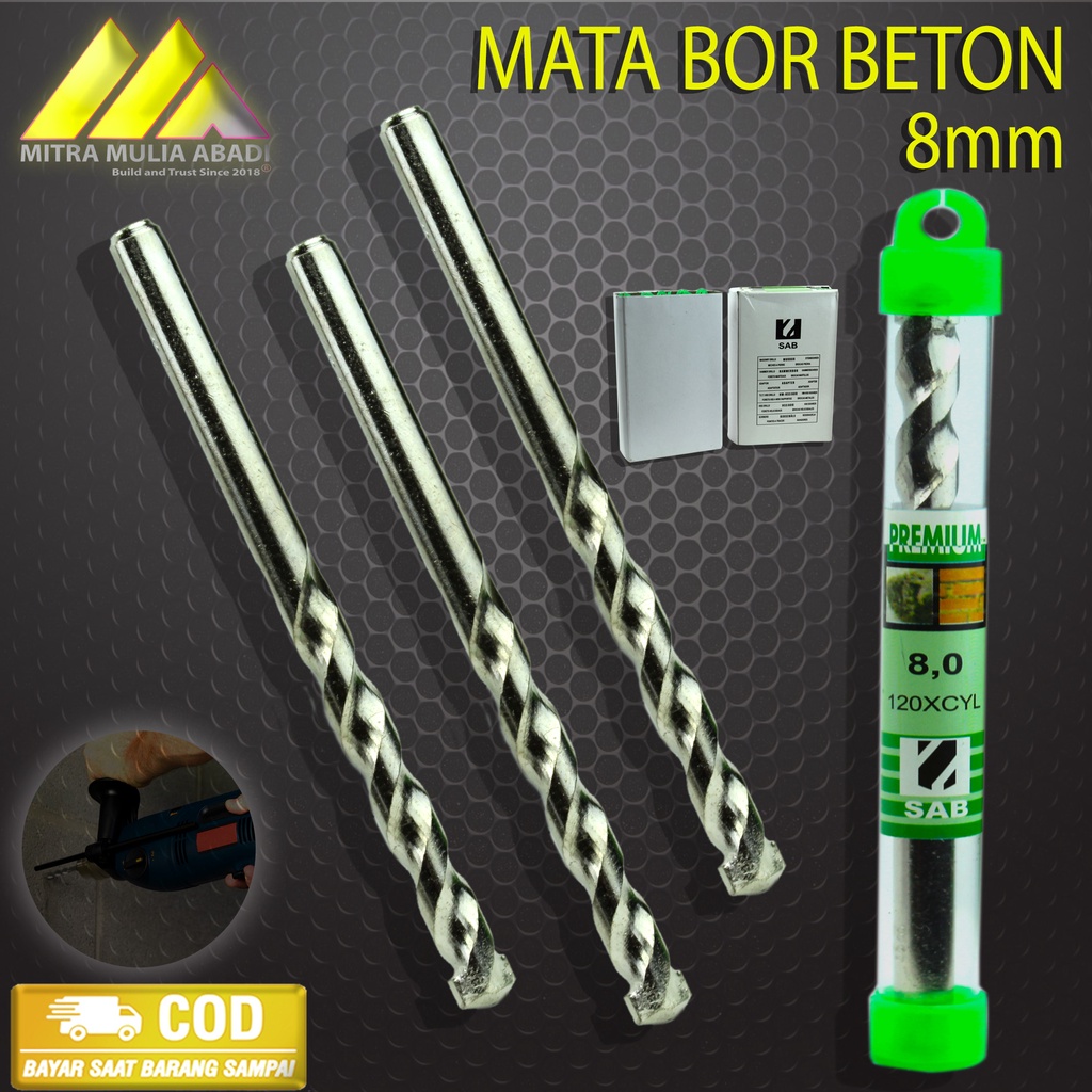 MATA BOR BETON 8mm SILVER TWIST DRILL BITS concrete