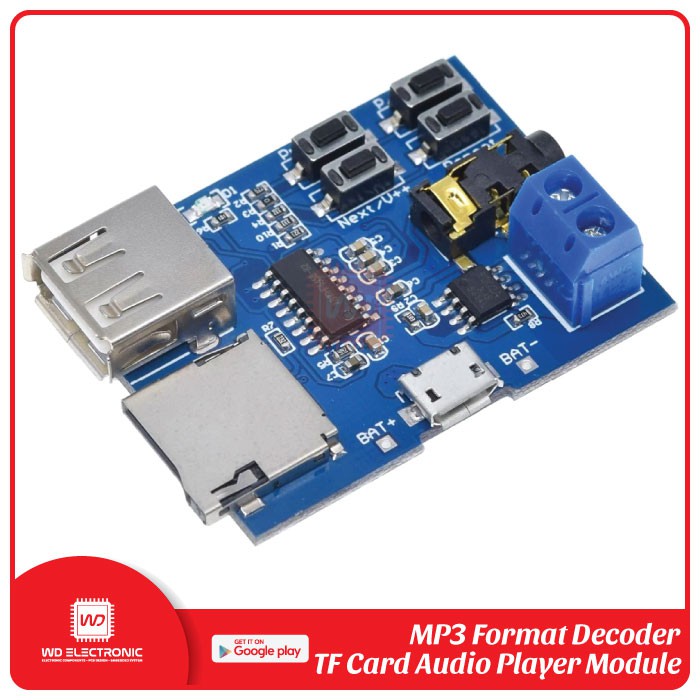 MP3 Player Decoder Module with Self-Powered TF Card