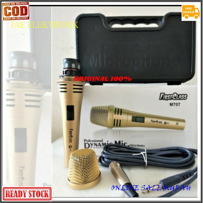 G510 First class Mic kabel dynamic ORIGINAL  Microphone besi metal profesional firstclass pro sing cable karaoke vocal audio sound mik pengeras suara mikrophone EMAS  Bisa buat segala jenis audio sound  WARNA EMAS Bahan dari BESI  Langsung nyala