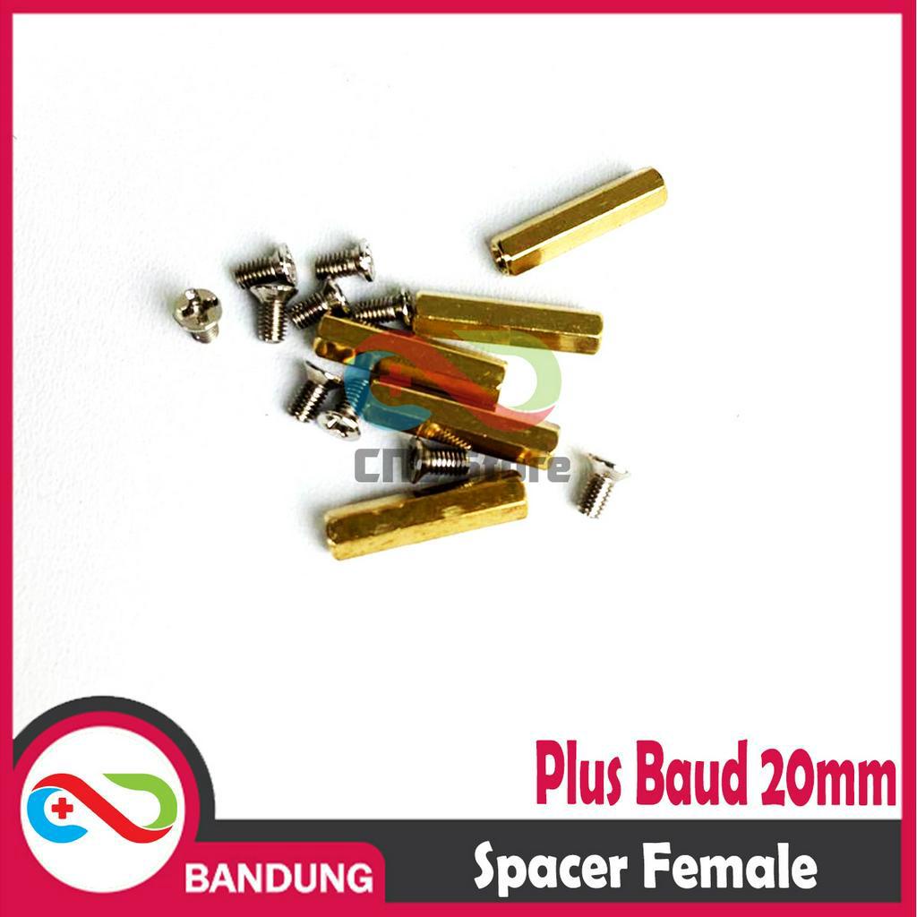 SPACER PCB METAL LOGAM 20x3MM FEMALE COOPER KUNINGAN HEXAGON PLUS BAUD