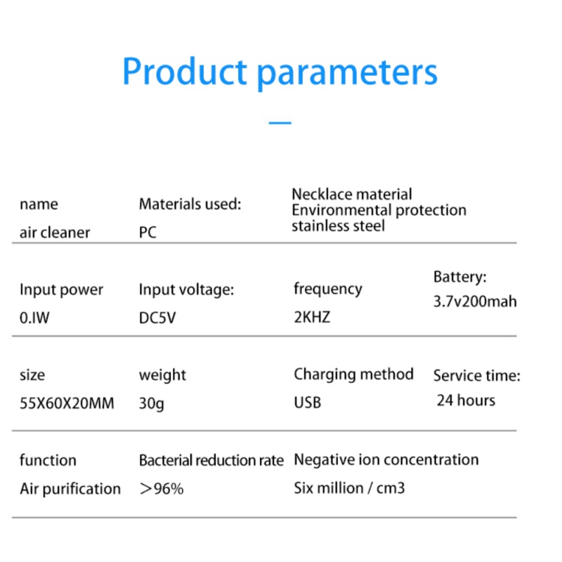 Kalung Pembersih Udara Mini Portable Dengan Ion Negatif Ow
