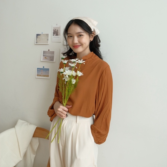 Daisy Kemeja Flowy Kantor Vneck Shirt Blouse Kemeja Oversize