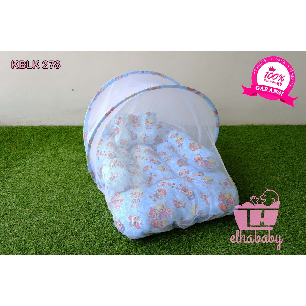 Kasur Bayi Lipat Set Terbaru Kelambu Bantal Guling | Tempat Tidur Anak Baru Lahir Motif Lucu Murah