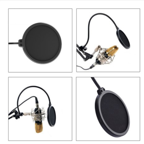 ⭐ready⭐ Dua lapisan Mic Pop Filter Studio Microphone WindScreen