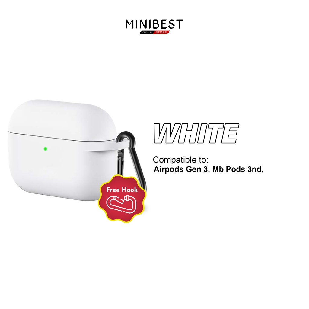MINIBEST Case / Casing MB_Pods 3rd Generation (Premium Silicone Softcase + Free Hook) by minibest Indonesia-G3 White