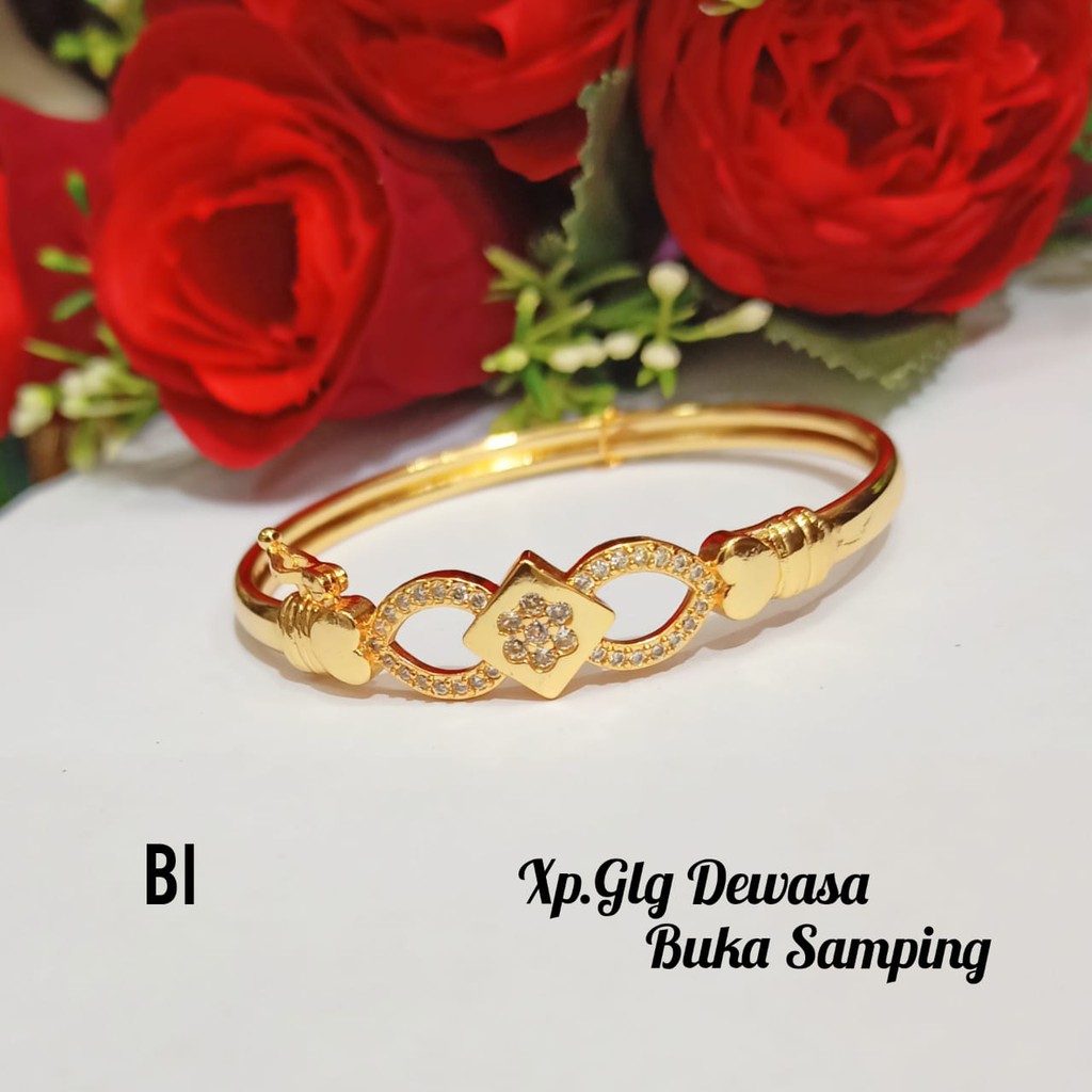 Gelang Bangkok TITANIUM dewasa variasi motif simple Gold,tidak karat COD