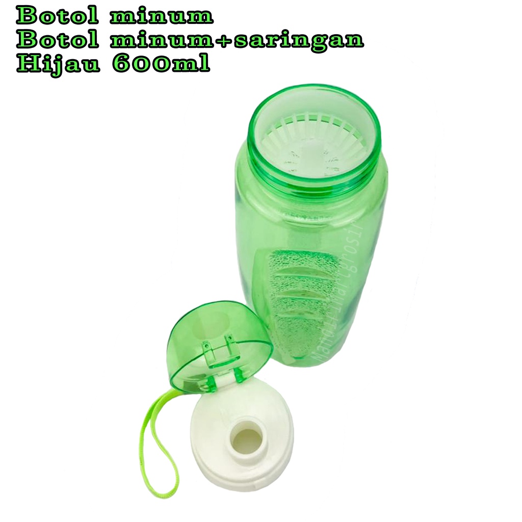 Botol minum + saringan * botol plastik * Warna pink * 600ml