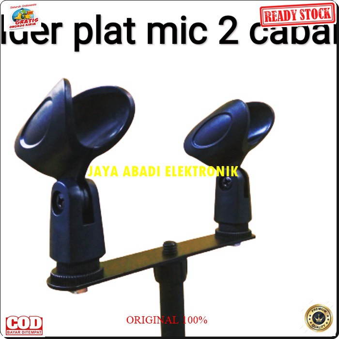 G175 Krezt ORIGINAL Holder stand mic CABANG 2in1 mik standing hanger dual dua import asli dobel tiang microphone mikrophone acecoriss pegangan gantungan universal G175  BISA SEGALA JENIS MICROPHONE DAN STAND MIC  lebar lubang depan 2,7cm diameter lubang d