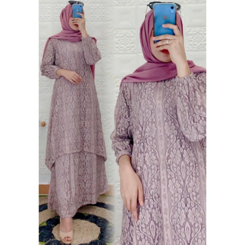 GAMIS MALAYSIA BROKAT RUNCING LD 100// 110//120CM