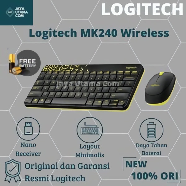 Logitech MK240 Mini Keyboard Mouse Wireless Original