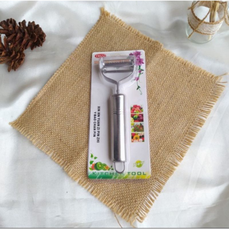 pisau peeler alat pengupas kulit buah sayur stainless steel 2 fungsi